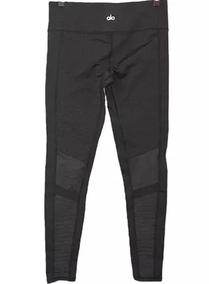 Alo Yoga Size Medium Low Waist Grey Moto Legging Athletic Textured Mesh Pant thumbnail 1
