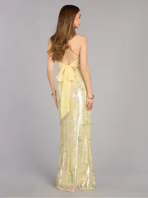 Windsor Brinley Bow Back Floral Sequin Column Dress thumbnail 3