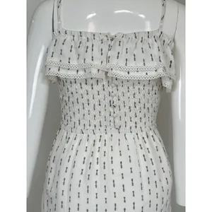 Lost + Wander Womens Size S White Boho Smocked Mini Dress Spaghetti Strap Tassel thumbnail 6