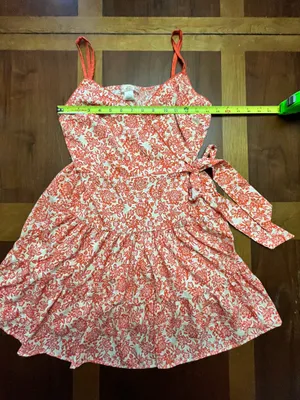 Orange and White Floral Mini Sundress Size Small thumbnail 8