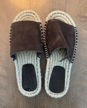Haute Hippie Dark Brown Suede Espadrille Slide Sandals thumbnail 1