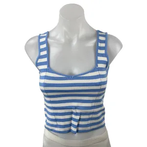 Abercrombie & Fitch Blue White Striped Sleeveless Cami Tank Crop Top Size S thumbnail 2