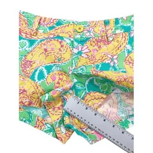 Lilly Pulitzer Walsh Pop Goes The Lemur‎ Yellow Turquoise Paisley Shorts Size 6 thumbnail 4