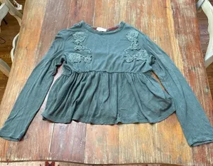 Altar'd State Green Floral Peplum Tee Size Small thumbnail 1