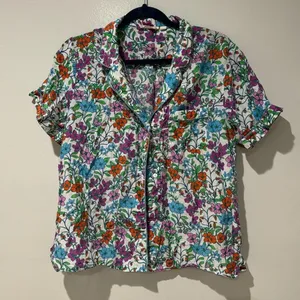 Roller Rabbit Blomst Lulu Pajama Top Only Size L Multi Color Cotton Silk Blend thumbnail 1