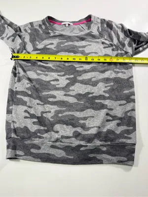 PJ Salvage Gray Camo Pullover with Pink-Trim Cuffs Super Soft thumbnail 4