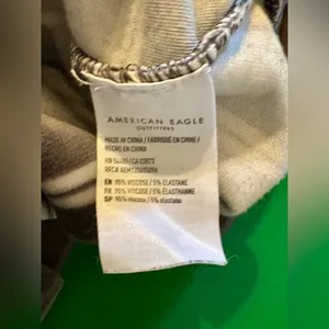 American Eagle Gray/White Striped Cropped Hooded Sweatshirt thumbnail 7