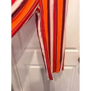 ILLA ILLA Womens Orange Striped Smocked High Waist‎ Wide Leg Palazzo Pants L thumbnail 3