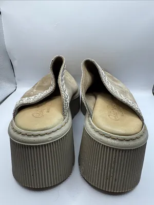 Carlo Pera Italy Taupe Platform Mule Clogs Leather Braided Trim Slip On EU 40 thumbnail 5