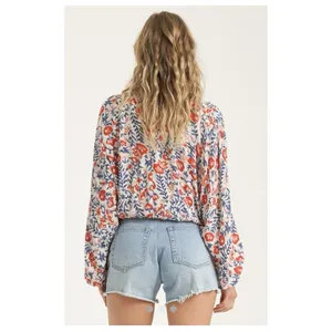 Billabong Safe Bet Surplice Top Floral V-Neck Boho Blouse Size Medium thumbnail 2
