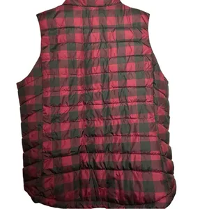 GAP Red and Black Buffalo Plaid Puffer Zipper Button Closure Vest Sz L thumbnail 3