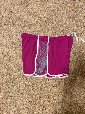 Under Armour Heat Gear Magenta Athletic Shorts with White Trim 💛💚 thumbnail 6