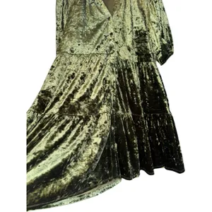 Chrysanthemum Velvet Tiered Puff Sleeve Mini Dress Small Fall Christmas‎ Holiday thumbnail 2