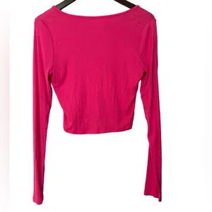 Aritzia Sunday Best Pink Ribbed Cardigan Top Size Large L thumbnail 6