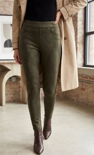 Joan Vass New York Faux Suede Pull On Skinny Pants Size M thumbnail 1