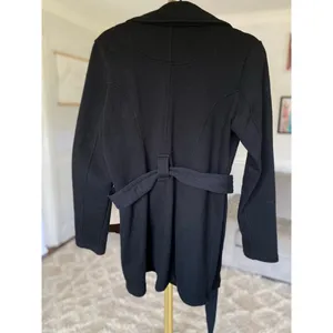 Motherhood‎ Maternity Black Pea Coat Wrap Button Belt Stretchy Buttery Soft Warm thumbnail 4