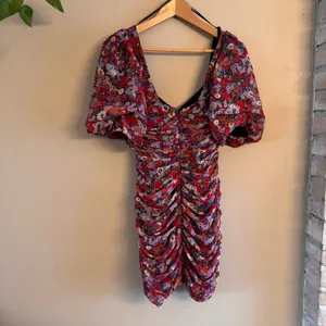 ZARA Shimmer‎ Floral Puff Sleeve Mini Dress thumbnail 5