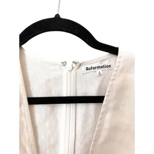 REFORMATION Simi Linen V-Neck Mini Dress White Sz 2 thumbnail 3