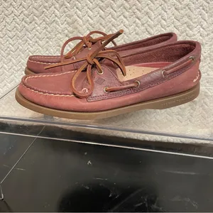 Sperry Womens 6 Red Leather 2 eye Boat Shoes Loafer Burnt‎ Sienna Preppy Classic thumbnail 3