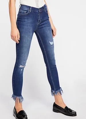 NWT Free People Raw Hem Distressed Jeans Size 2 thumbnail 1