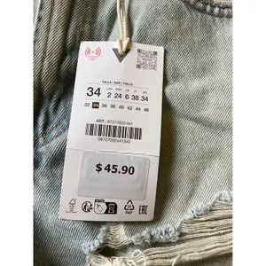 Zara High-Rise Curved Denim Shorts Light Wash Distressed Frayed Size 2 24 EU 34 thumbnail 5