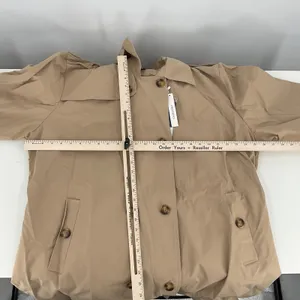 CREATMOUS‎ Womens 5X 5XL Beige Hooded Trench Coat Belted Double Breasted thumbnail 6