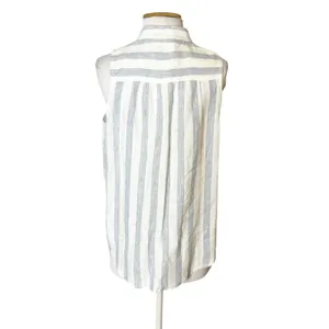 Anthropologie Maeve Edinboro Linen Top blue white‎ sz M thumbnail 7