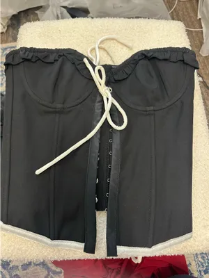 Edikted Black Corset Top Lace-Up XS thumbnail 1