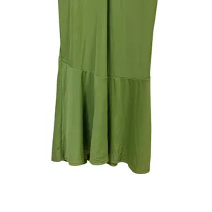 Olive Green Mock Neck Ruched Side Tie Midi Dress Sleeveless Mermaid Hem thumbnail 8