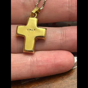 18 inch h16 4.16g cross pendant necklace 925 sterling silver gold tone thumbnail 4