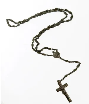 Vintage brass Queen of Heaven Rosary - Ornate Metal Beads thumbnail 1