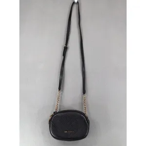 Karl Lagerfeld Paris Charlotte Crossbody Leather Black Gold Chain‎ Round Pattern thumbnail 2