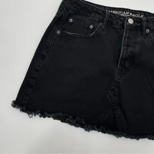 AMERICAN EAGLE Skirt Black Denim Jean Skirt Button Down Fly Mini Short Size 6 thumbnail 5