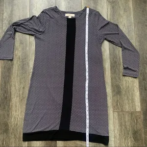 Michael Kors Black and White Diamond Sheath Dress Long Sleeve Stripe Size Medium thumbnail 9