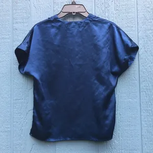 Victoria’s Secret VS Vintage Satin Button Down Pajamas Blouse Top Shirt Blue 90s thumbnail 2