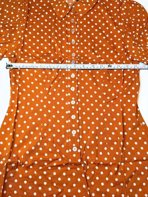 WeWoreWhat Elle Dress M Bran Rust Polka Dot Puff Sleeve Mini Shirt Dress NWT thumbnail 10