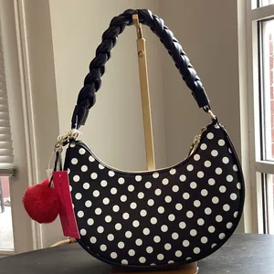 Betsey Johnson Black and White Polka Dot Hobo Shoulder Bag thumbnail 2
