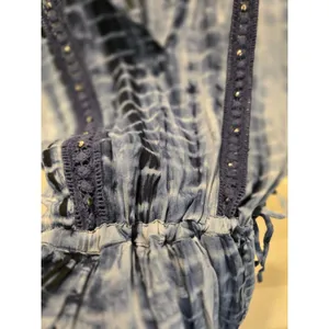 Romeo + Juliet Couture S Tie Dye Crochet Trim Mini Dress Womens Blue Boho V-Neck thumbnail 4