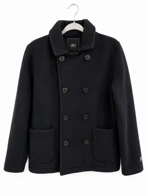 OBEY Propaganda Women’s Small Black Double Breasted Knit Peacoat Jacket thumbnail 2