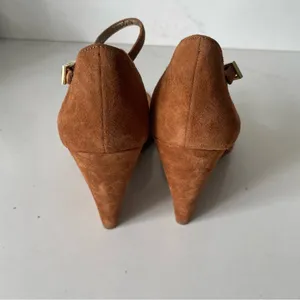 Sam Edelman Raven Open Toe Suede Wedge Tan Brown Size 7.5 thumbnail 7