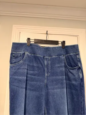 NWOT Halara Size 2X Pull On Wide Leg Jeans Blue Stretch Denim High Rise Regular thumbnail 2