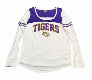 5th & Ocean LSU Tigers Raised Lettering Long Sleeve Knit Top Women's Size L thumbnail 1