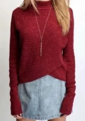 Free People Boho Wrap‎ Sweater Plum Linen Blend with Tulip Hem Size Small thumbnail 1