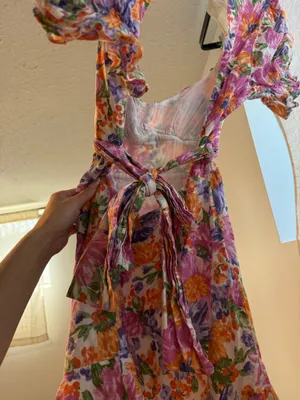 Hello Molly Katie Floral Mini Dress Puff Sleeves Cut-Out Back Tie XS thumbnail 3