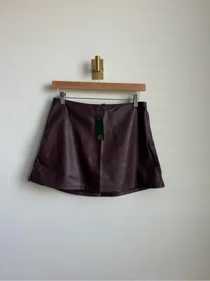 Wild Fable Burgundy Faux Leather Mini Skort Fall Size Small NWT thumbnail 2