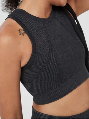 Aerie Offline Seamless Longline Sports Bra Washed‎ Black thumbnail 2