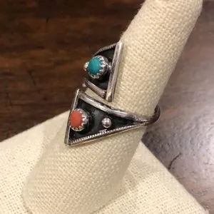Vintage Southwestern Bypass Turquoise Spiny Oyster Ring Sz 8•1/2 thumbnail 3