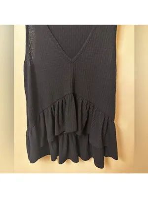 Altar'd State Black Ruffle Tank Top Small thumbnail 4
