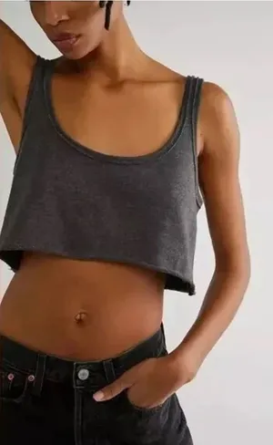 We the Free Gray Cropped Tank Size Medium thumbnail 1