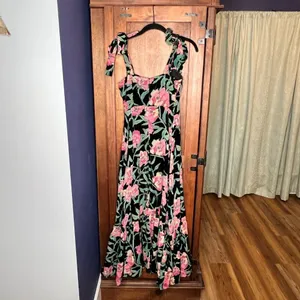 Lulus Lucious Glorious Garden Black Floral Burnout Velvet Maxi Cottage Dress S thumbnail 5